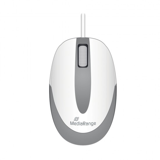 MediaRange Optical Ποντίκι Corded 3-Button MROS214 Compact-sized Άσπρο/Γκρί Ενσύρματο